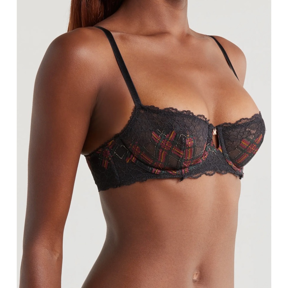 Savage X Fenty Sparkle Prep Unlined Balconette Bra In Black Caviar Sparkle Lace
